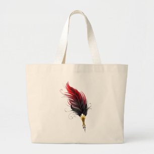 Red feather pen with gold nib large tote bag