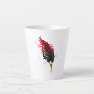 Red feather pen with gold nib latte mug