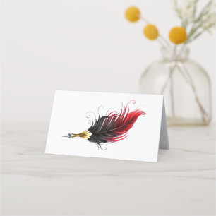 Red feather pen with gold nib loyalty card
