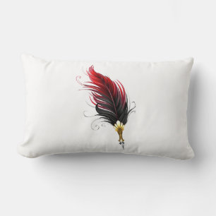 Red feather pen with gold nib lumbar cushion