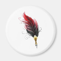 Red feather pen with gold nib