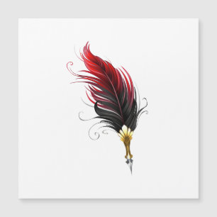 Red feather pen with gold nib magnetic invitation