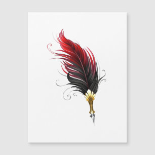 Red feather pen with gold nib magnetic invitation