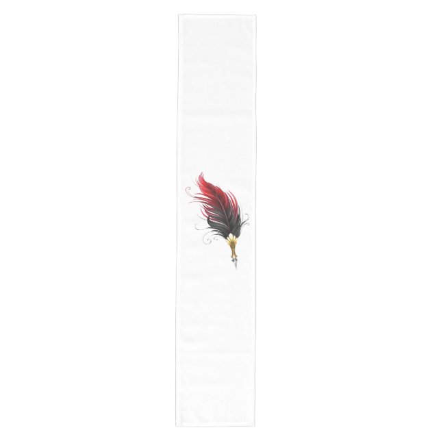 Red feather pen with gold nib medium table runner (Front)