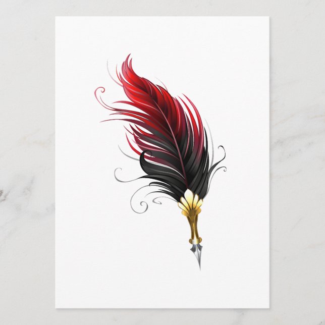 Red feather pen with gold nib menu (Front)