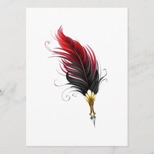 Red feather pen with gold nib menu