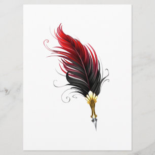 Red feather pen with gold nib menu
