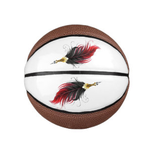 Red feather pen with gold nib mini basketball