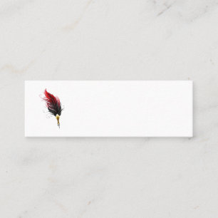 Red feather pen with gold nib mini business card