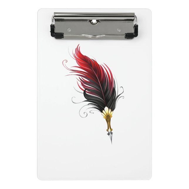 Red feather pen with gold nib mini clipboard (Front)