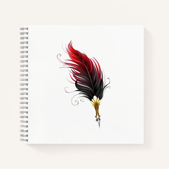 Red feather pen with gold nib notebook (Front)