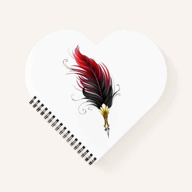 Red feather pen with gold nib notebook (Front)