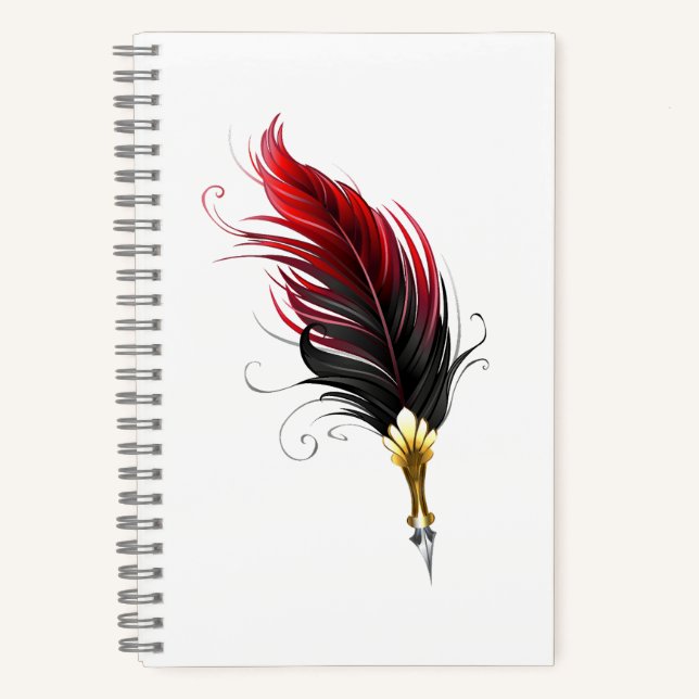 Red feather pen with gold nib notebook (Front)