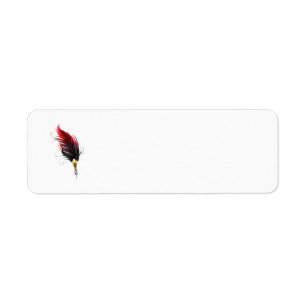 Red feather pen with gold nib return address label