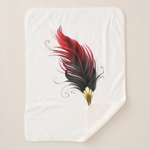 Red feather pen with gold nib sherpa blanket