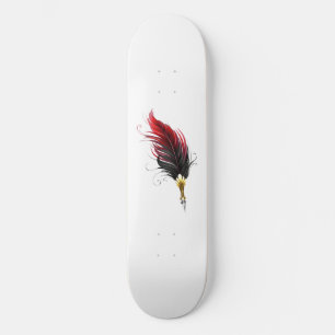 Red feather pen with gold nib skateboard