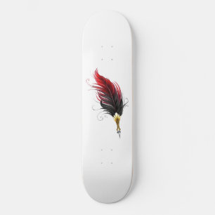 Red feather pen with gold nib skateboard