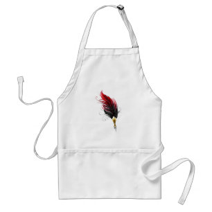 Red feather pen with gold nib standard apron
