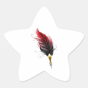 Red feather pen with gold nib star sticker