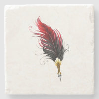 Red feather pen with gold nib