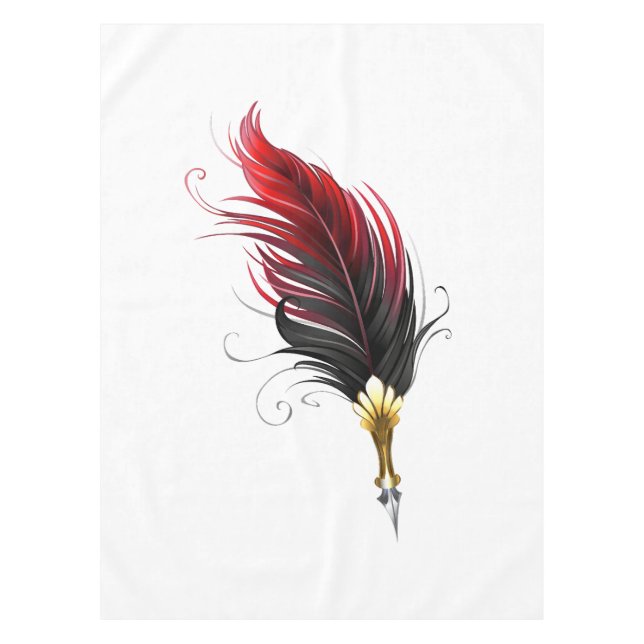 Red feather pen with gold nib tablecloth (Front)