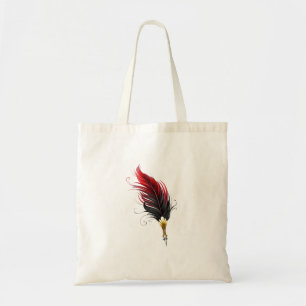 Red feather pen with gold nib tote bag