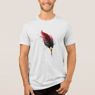 Red feather pen with gold nib Tri-Blend shirt