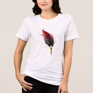 Red feather pen with gold nib Tri-Blend shirt