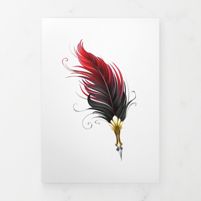 Red feather pen with gold nib Tri-Fold programme (Cover)