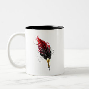 Red feather pen with gold nib Two-Tone coffee mug
