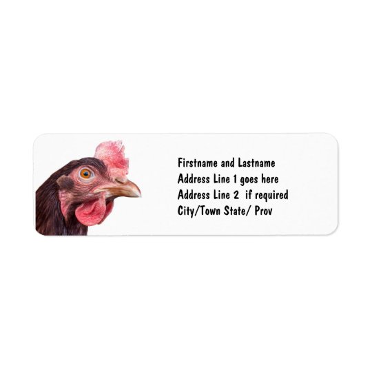 Red Feathered Chicken Egg Layer Hen Return Address Label