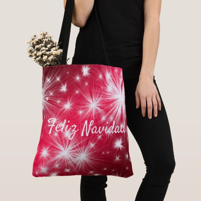 Red Feliz Navidad Tote Celebrate Christmas  Bag (Close Up)