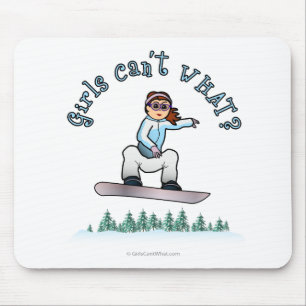 Red Female Snowboarder Mouse Pad