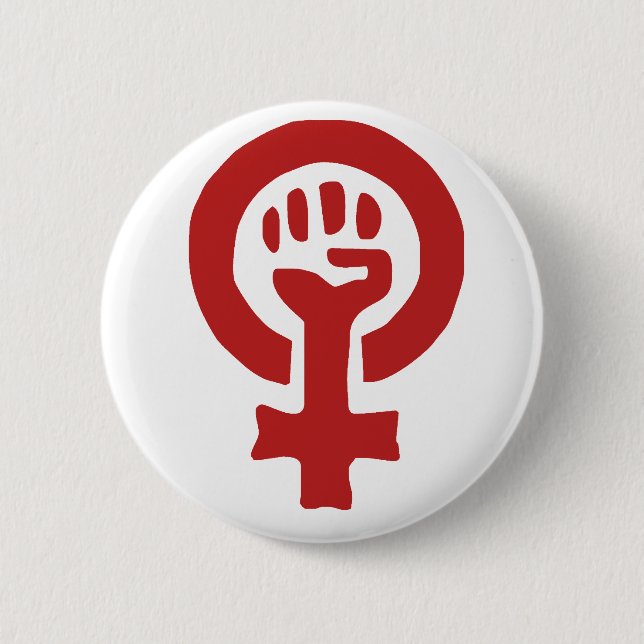 Red Feminism Symbol 6 Cm Round Badge (Front)