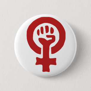 Red Feminism Symbol 6 Cm Round Badge