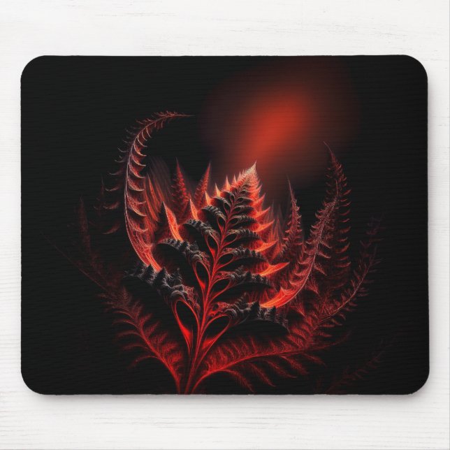 Red Fern Like Fractal Stretching Up Into The Sky Mouse Pad (Front)