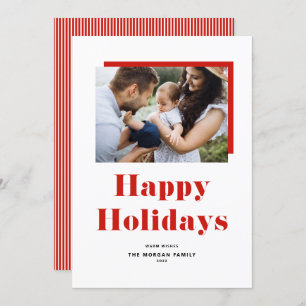 Red Festive Bold Typography Happy Holidays Photo Holiday Card