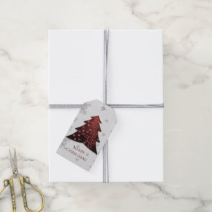 Red Festive Christmas Tree Gift Tag