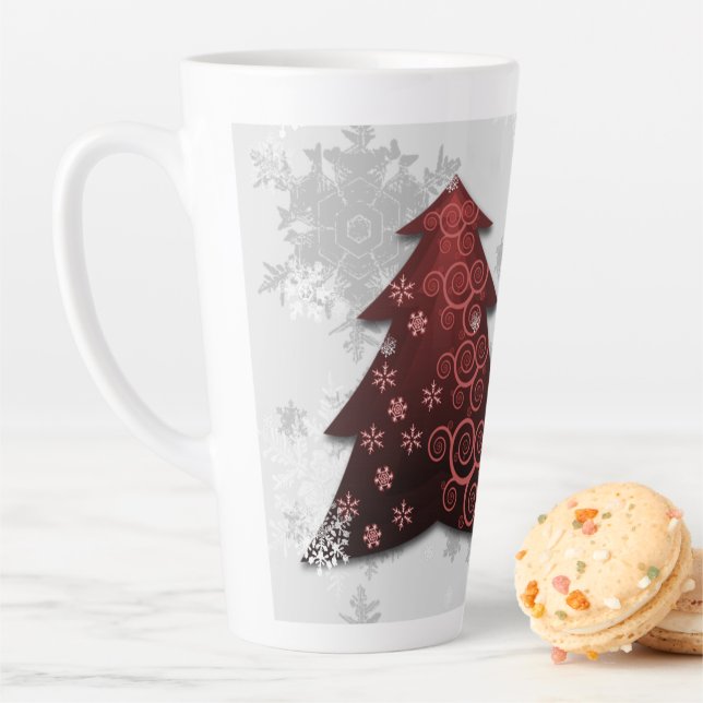 Red Festive Christmas Tree Latte Mug (In Situ)