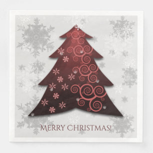 Red Festive Christmas Tree Paper Napkin