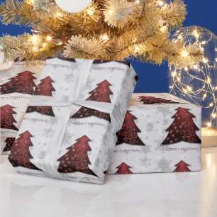 Red Festive Christmas Tree Wrapping Paper