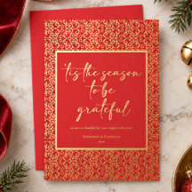 Red Festive Corporate Holiday Gold Foil Card