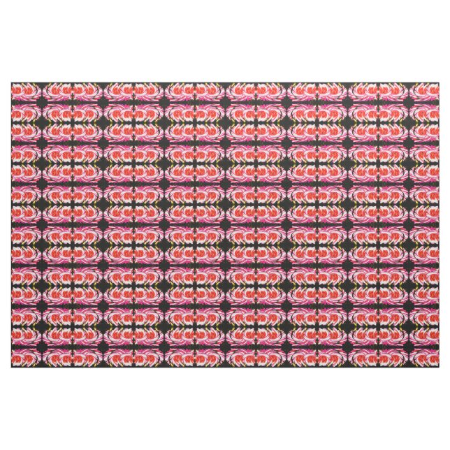Red festive flowers fabric (Yard)