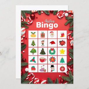 Red Festive Fun Christmas Bingo Card 