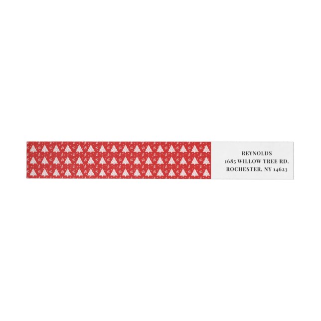  Red Festive Holiday Christmas  Wrap Around Label (Individual)