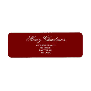 Red Festive Merry Christmas Return Address Label