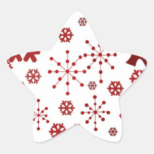 Red Festive Snowflakes Star Sticker