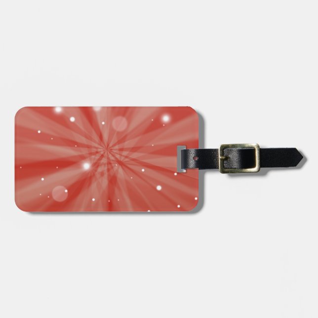 Red festive starburst and snow luggage tag (Front Horizontal)