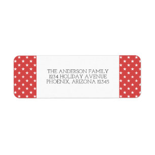 Red Festive Stars Holiday Address Labels