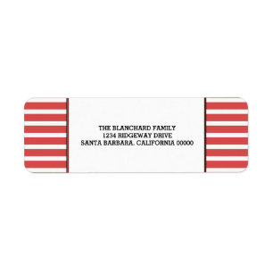 Red Festive Stripes Holiday Labels